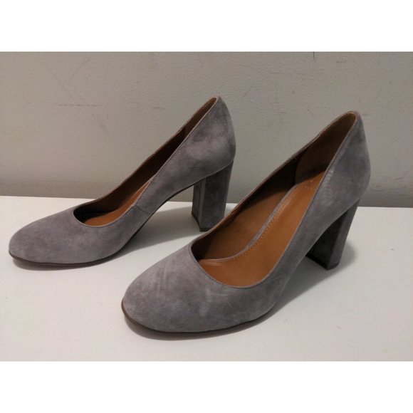 Franco Sarto Women's Suede Leather Block Heels A Aziza Gray - Picture 3 of 8